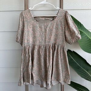 Floral Puff Sleeve Blouse